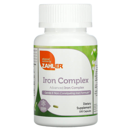 Zahler-Iron Complex-Gentle & Non-Constipating Iron Formula-100 Capsules