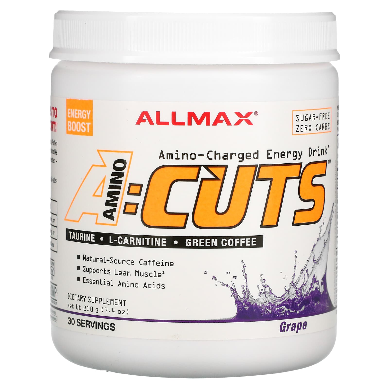 ALLMAX-ACUTS-Amino-Charged Energy Drink-Grape -7.4 oz (210 g)