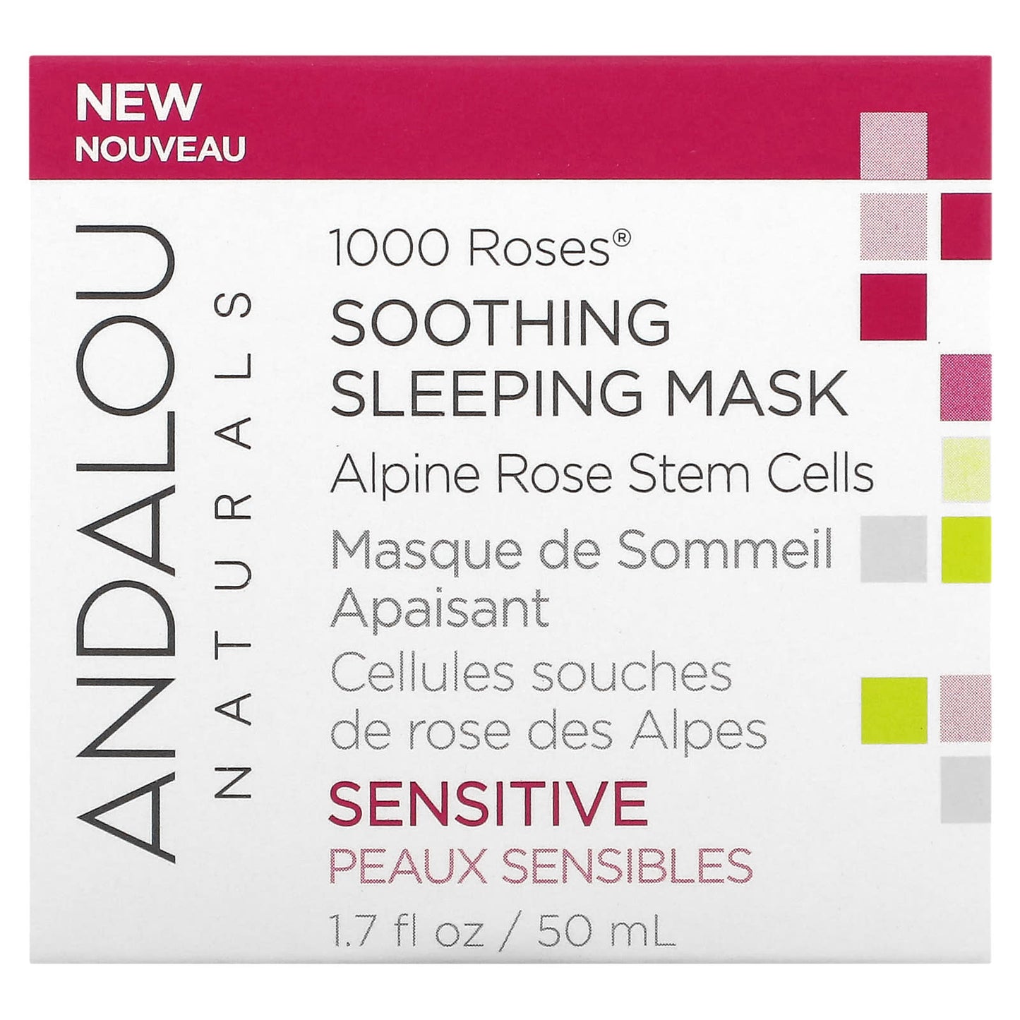 Andalou Naturals, 1000 Roses, Soothing Sleeping Beauty Mask, Sensitive, 1.7 fl oz (50 ml)