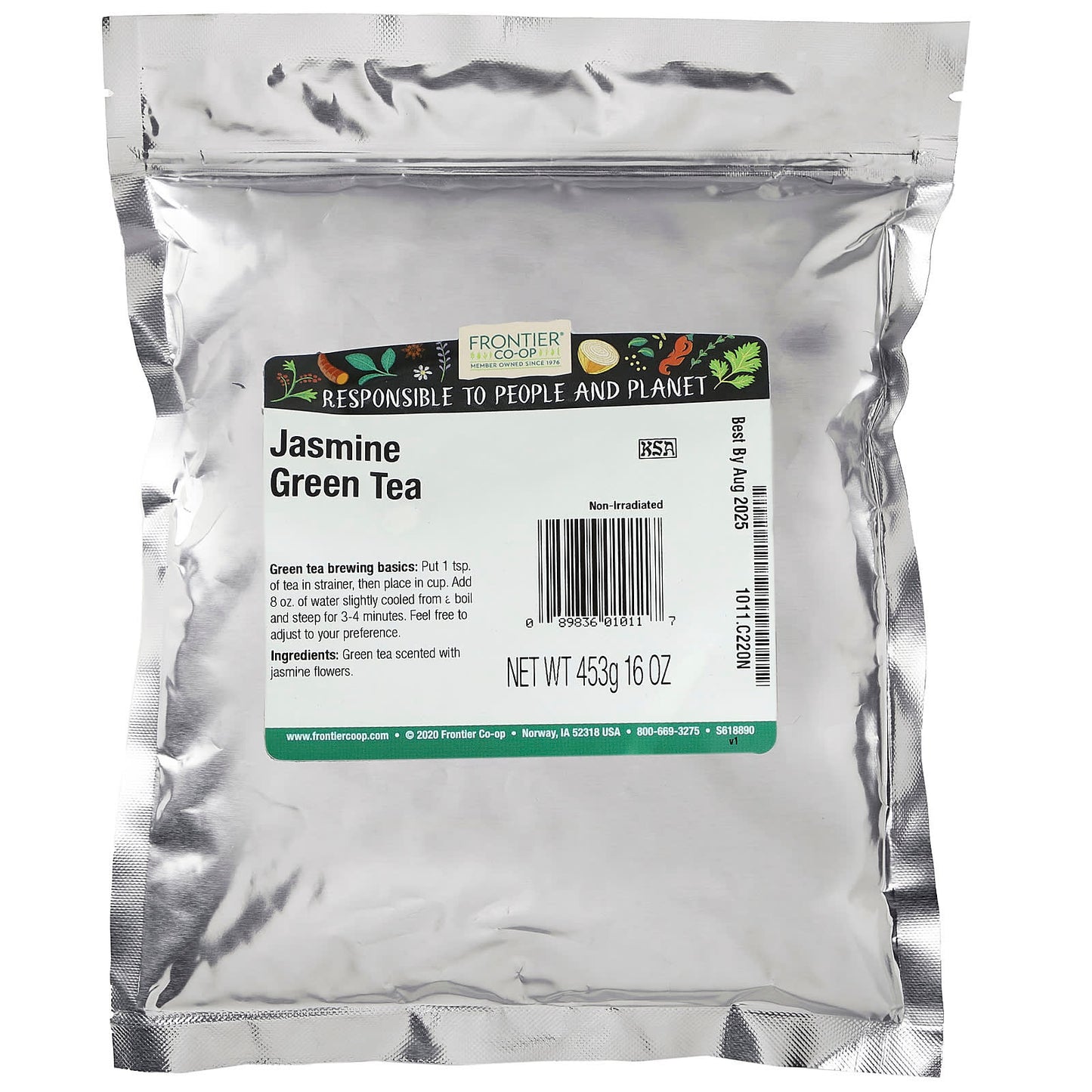 Frontier Co-op, Jasmine Green Tea, 16 oz (453 g)