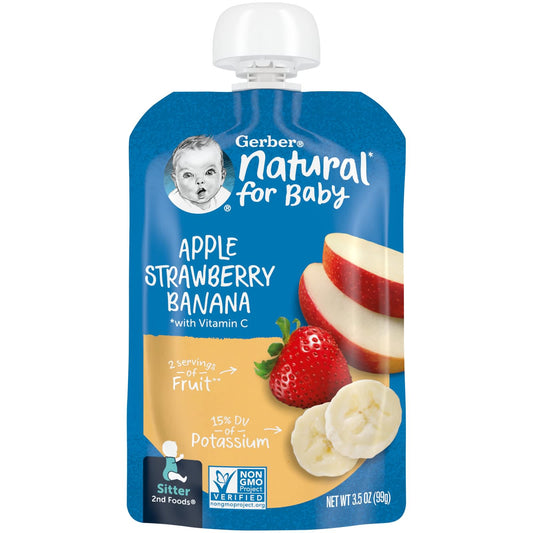 Gerber-Natural for Baby-2nd Foods-Apple-Strawberry-Banana-3.5 oz (99 g)