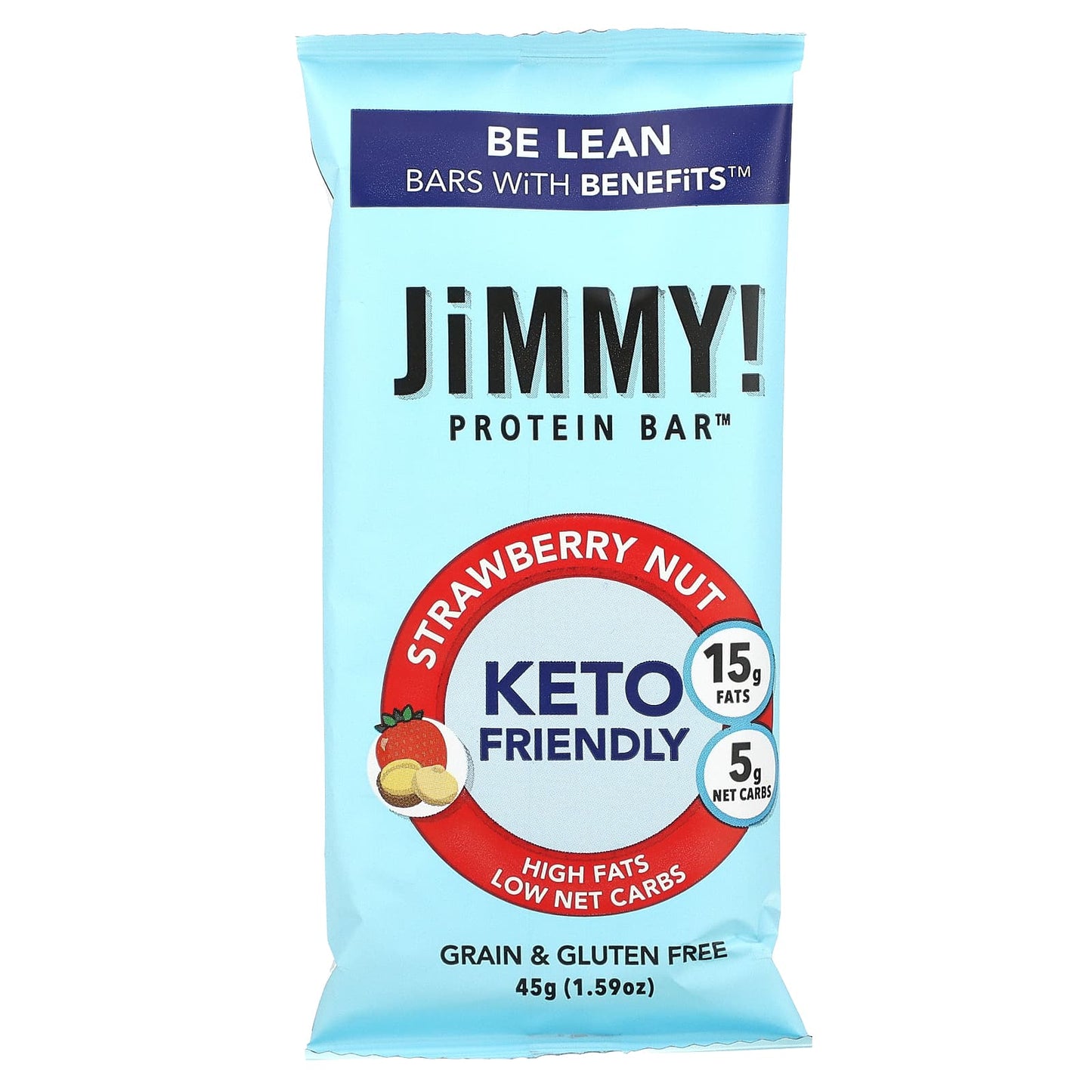 JiMMY!, Be Lean Bars With Benefits, Strawberry Nut, 12 Protein Bars, 1.59 oz (45 g) Each