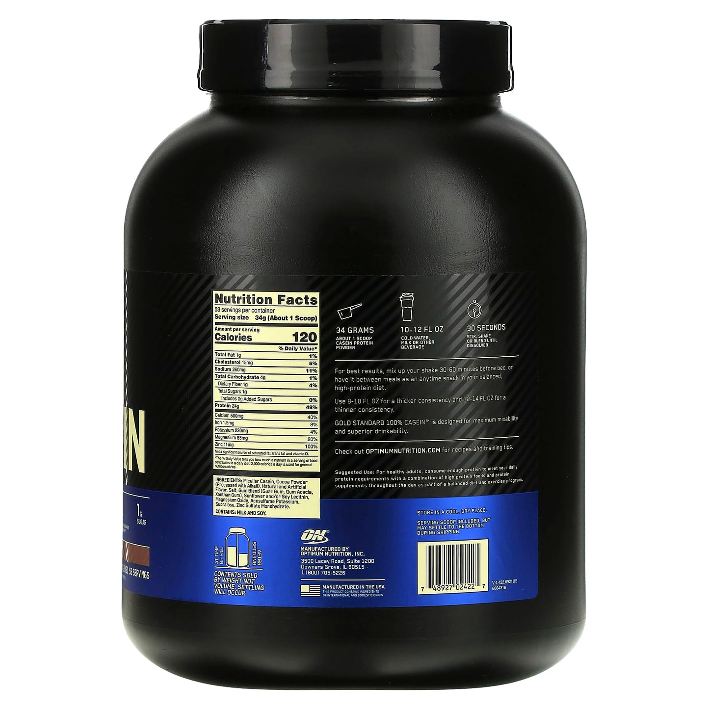 Optimum Nutrition, Gold Standard 100% Casein, Chocolate Supreme, 3.97 lb (1.8 kg)