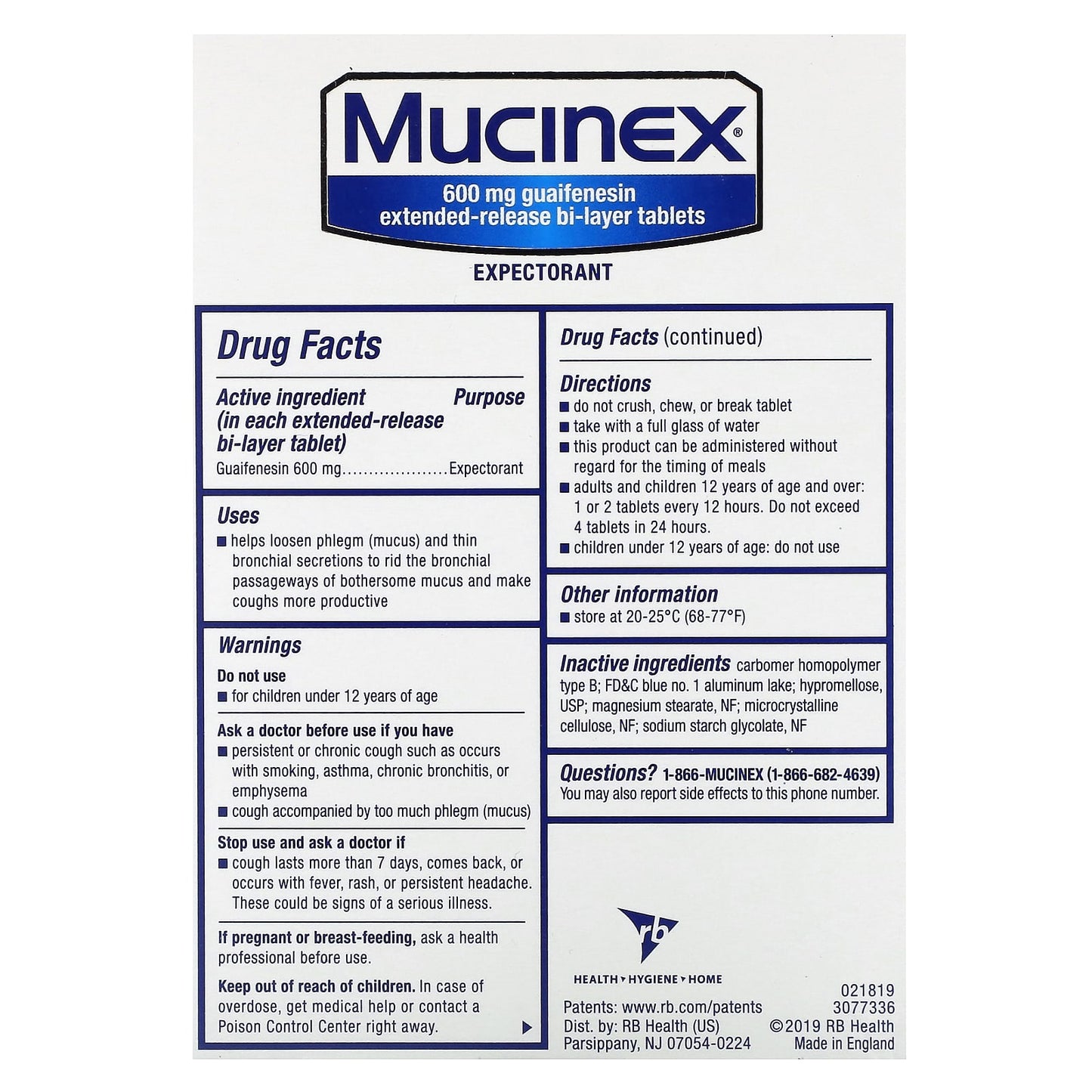 Mucinex, Mucinex, 40 Extended-Release Bi-Layer Tablets