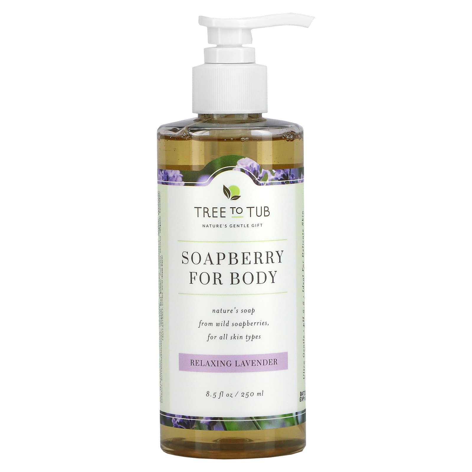 Tree To Tub-Soapberry Moisturizing Body Wash Soap-Sulfate Free-pH Balanced for Dry-Sensitive Skin-Lavender-8.5 fl oz (250 ml)