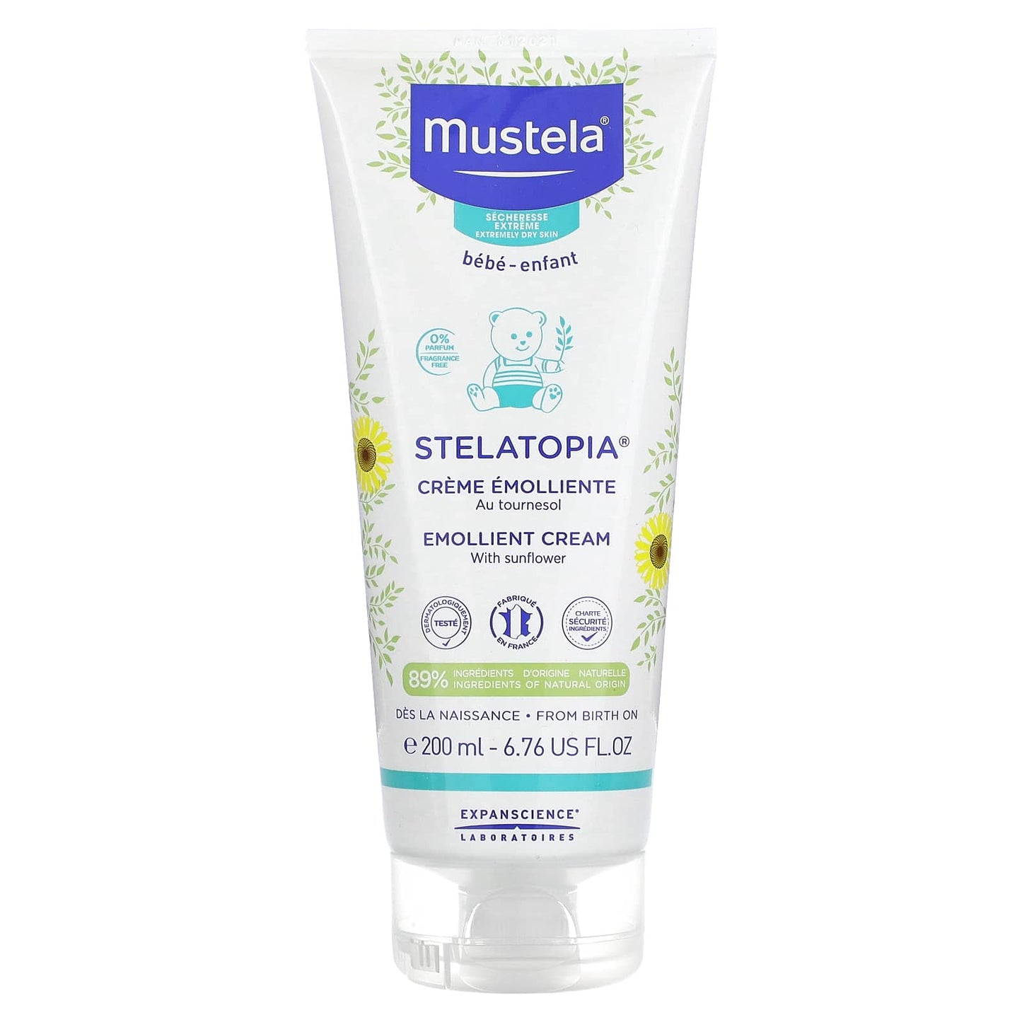 Mustela-Stelatopia-Emollient Cream with Sunflower-Fragrance Free-6.76 fl oz (200 ml)