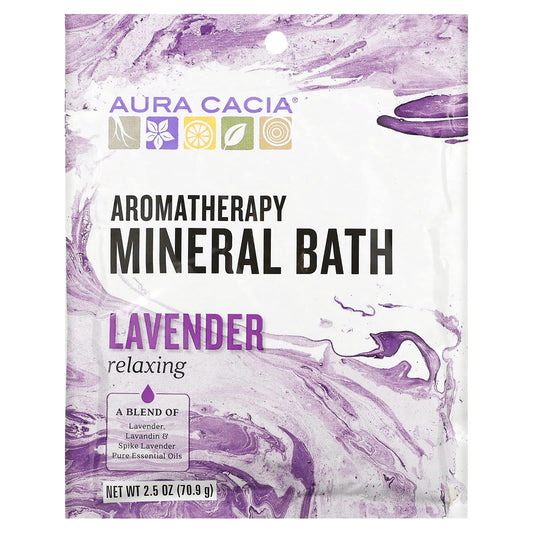 Aura Cacia-Aromatherapy Mineral Bath-Relaxing Lavender-2.5 oz (70.9 g)