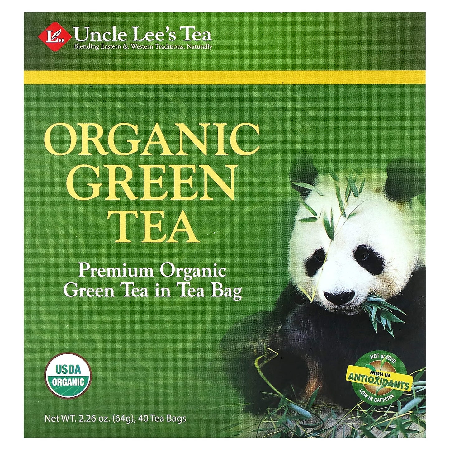 Uncle Lee's Tea-Organic Green Tea-40 Tea Bags-2.26 oz (64 g)