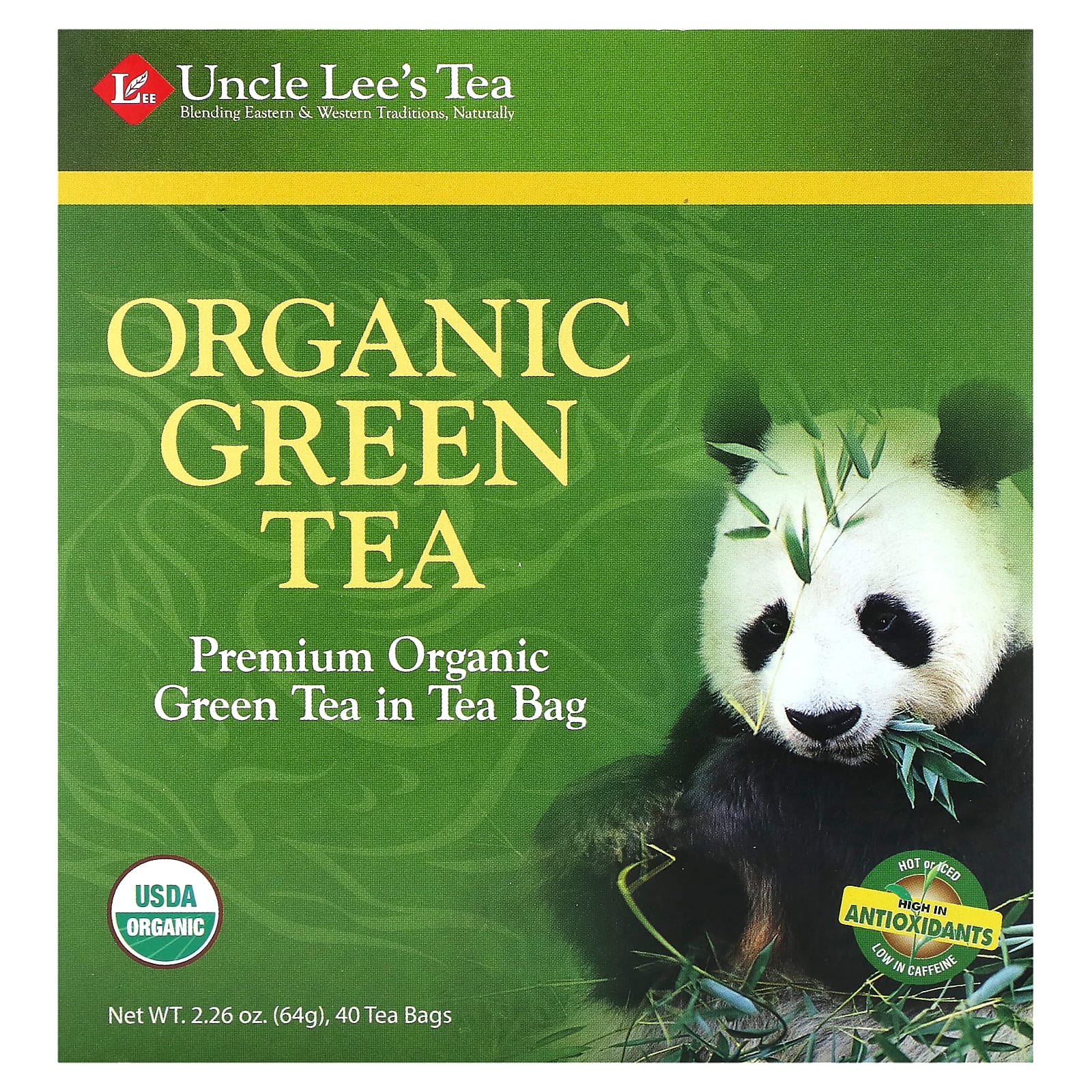 Uncle Lee's Tea-Organic Green Tea-40 Tea Bags-2.26 oz (64 g)