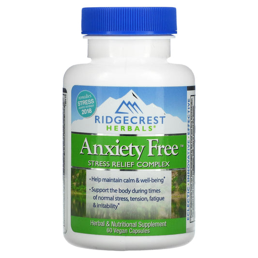 RidgeCrest Herbals-Anxiety Free-Stress Relief Complex-60 Vegan Capsules