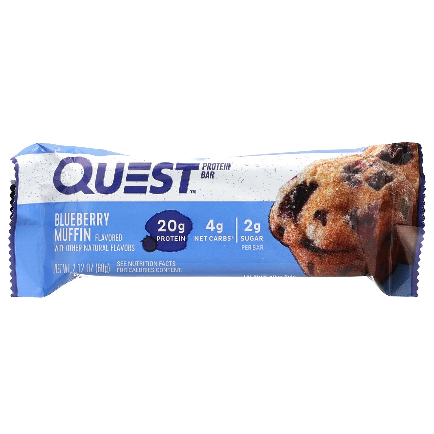 Quest Nutrition, Protein Bar, Blueberrry Muffin , 4 Bars, 2.12 oz (60 g) Each