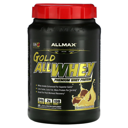 ALLMAX-Gold AllWhey-100% Premium Whey Protein-Chocolate Peanut Butter-2 lbs (907 g)