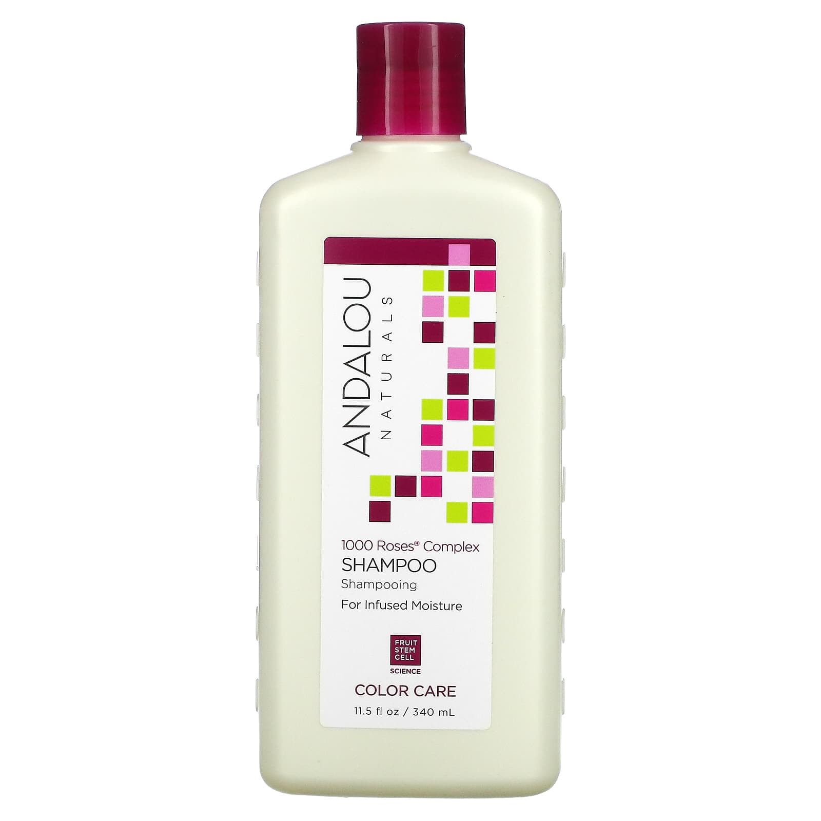 Andalou Naturals-Shampoo-Color Care-For Infused Moisture-1000 Roses Complex-11.5 fl oz (340 ml)