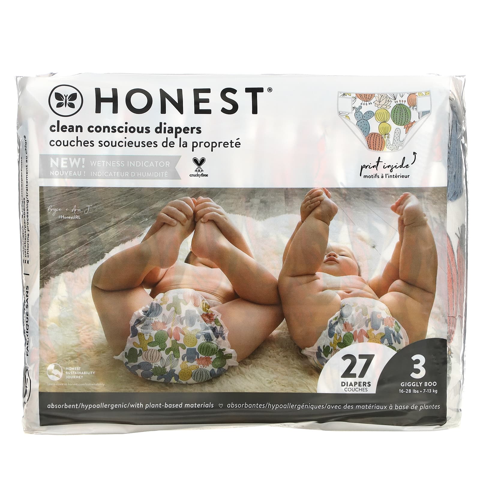 The Honest Company-Honest Diapers-Size 3-16-28 Pounds-Cactus-27 Diapers