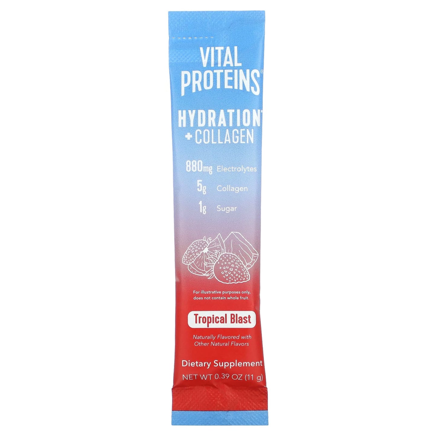 Vital Proteins, Hydration + Collagen, Tropical Blast, 7 Packets, 0.39 oz (11 g) Each