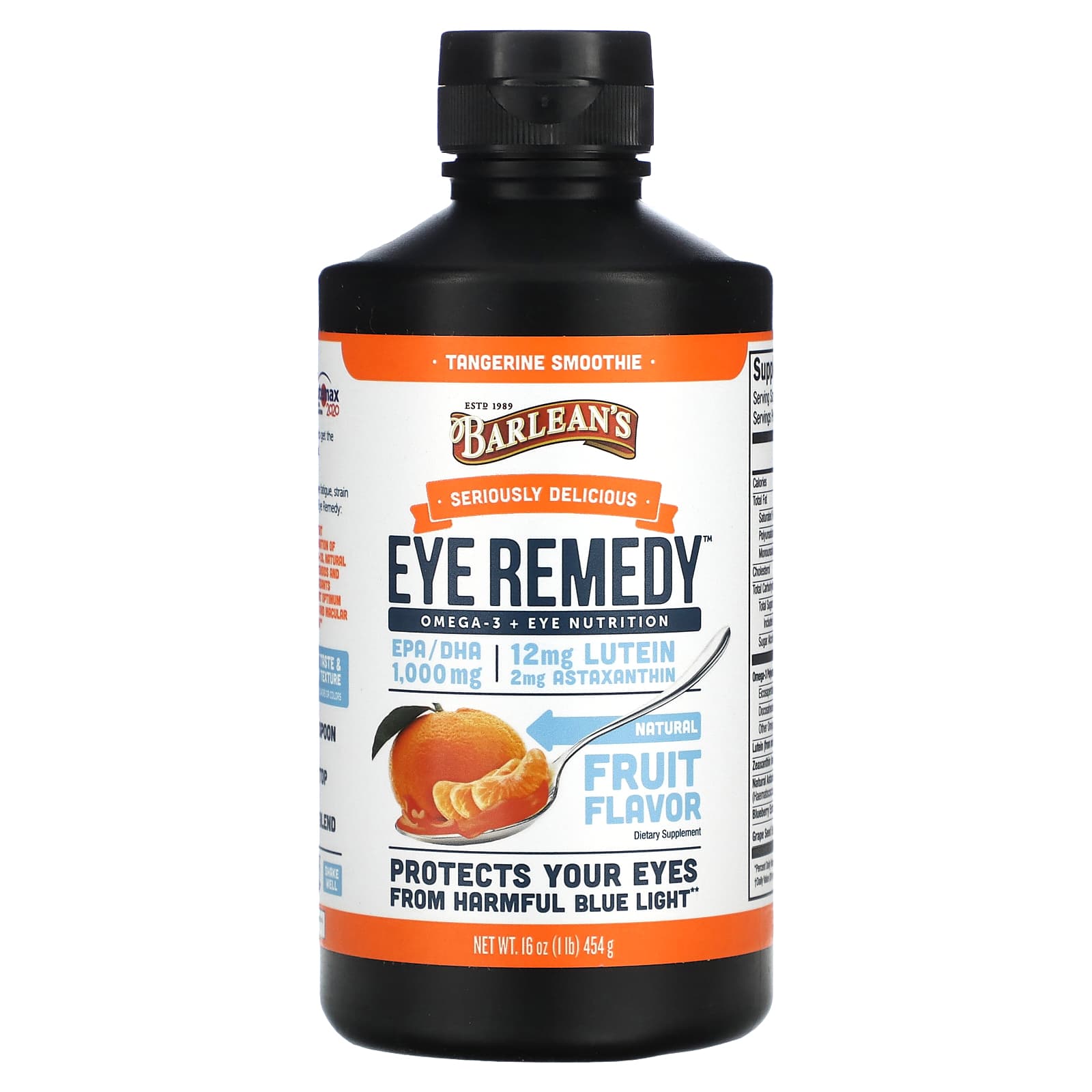 Barlean's-Seriously Delicious-Eye Remedy-Tangerine Smoothie-16 oz (454 g)