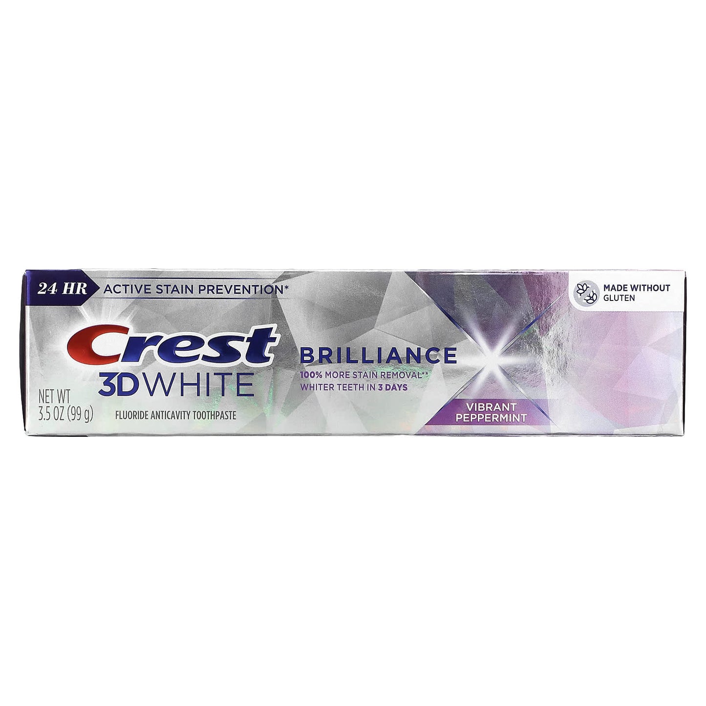 Crest, 3D White, Brilliance, Fluoride Anticavity Toothpaste, Vibrant Peppermint, 3 Pack, 3.5 oz (99 g) Each