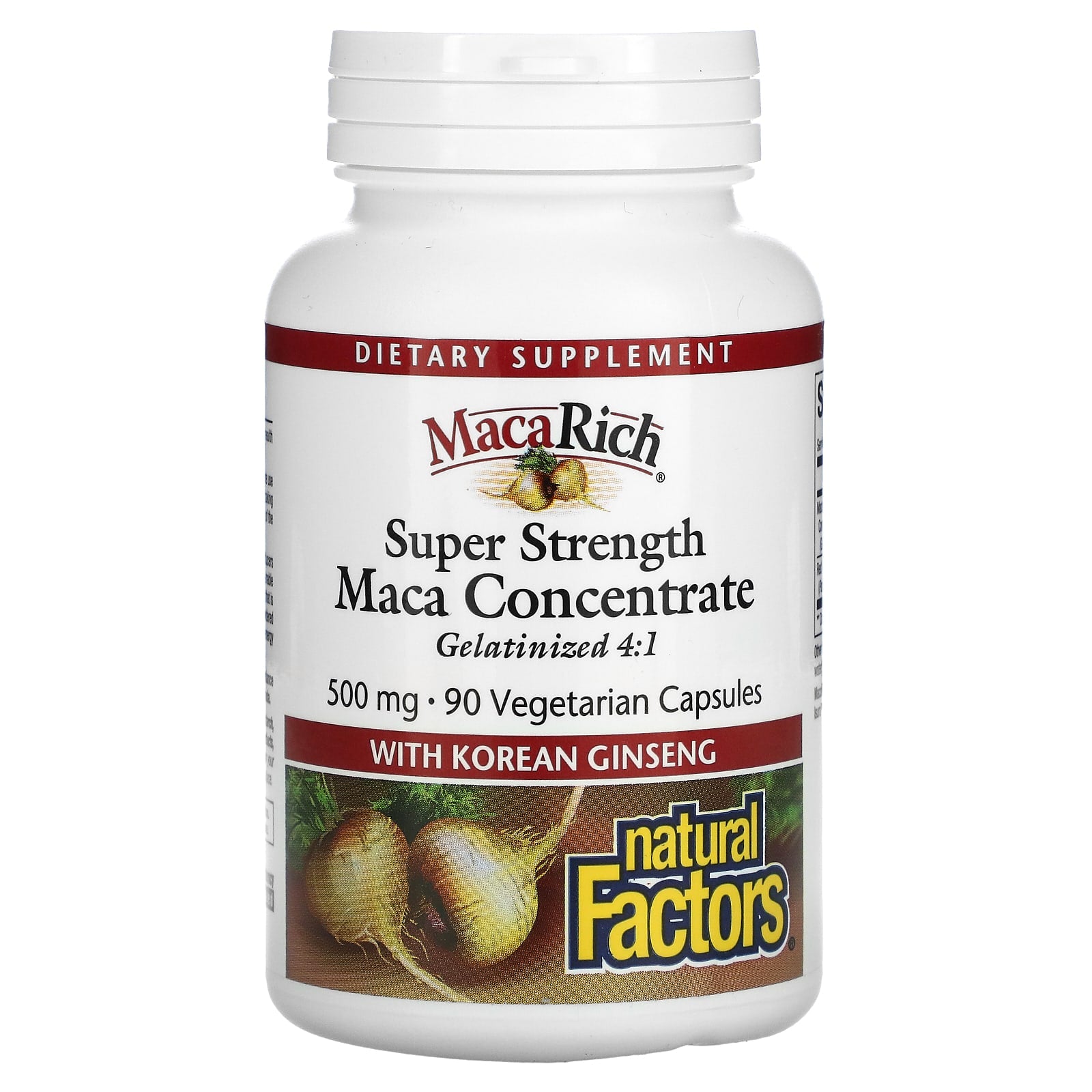 Natural Factors-Maca Rich-Maca Concentrate-Super Strength-500 mg-90 Vegetarian Capsules