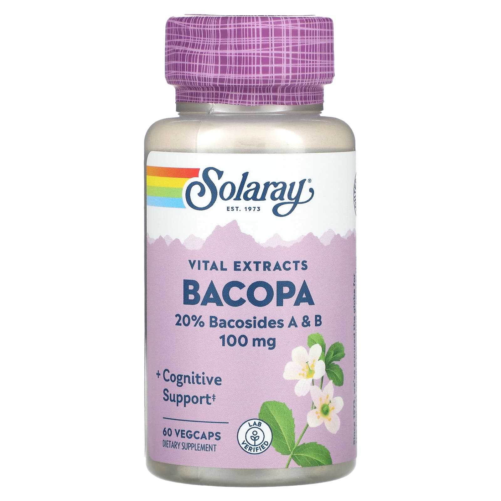 Solaray-Vital Extracts-Bacopa-100 mg-60 VegCaps