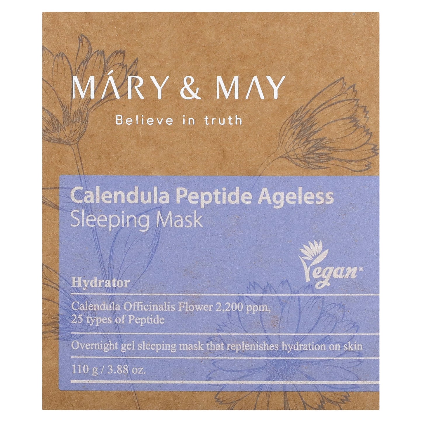 Mary & May, Calendula Peptide Ageless, Sleeping Beauty Mask, 3.88 oz (110 g)