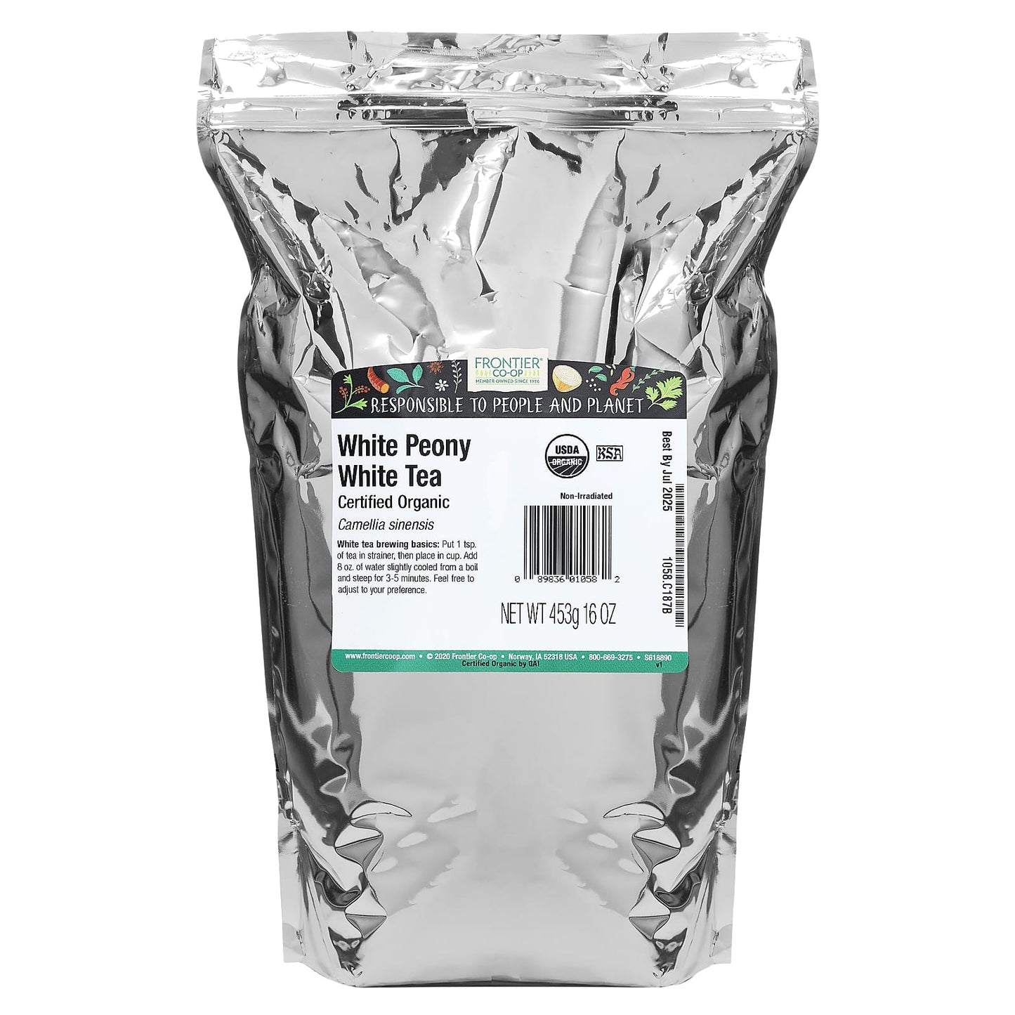 Frontier Co-op, Organic White Peony White Tea, 16 oz (453 g)