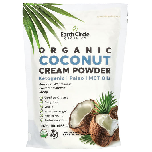 Earth Circle Organics-Organic Coconut Cream Powder-1 lb (453.4 g)