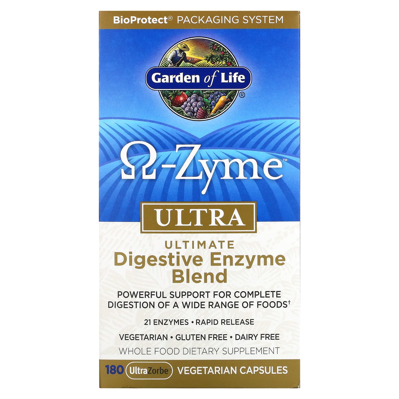 Garden of Life-O-Zyme Ultra-Ultimate Digestive Enzyme Blend-180 UltraZorbe Vegetarian Capsules