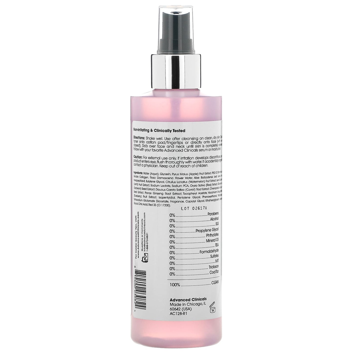 Advanced Clinicals, Rosewater Toner, Tone & Tighten Formula, 8 fl oz (237 ml)