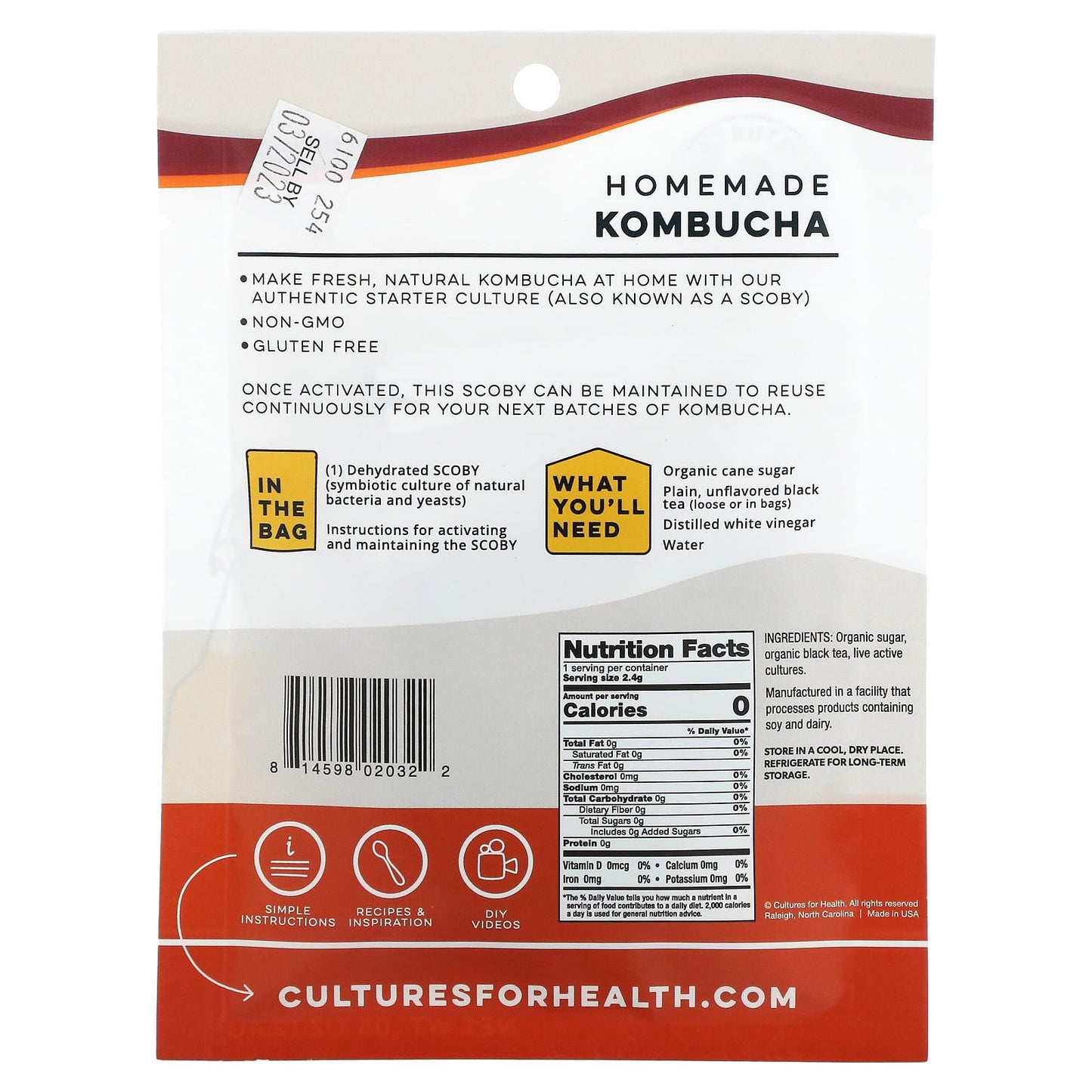 Cultures for Health, Kombucha, 1 Packet, 0.08 oz (2.4 g)