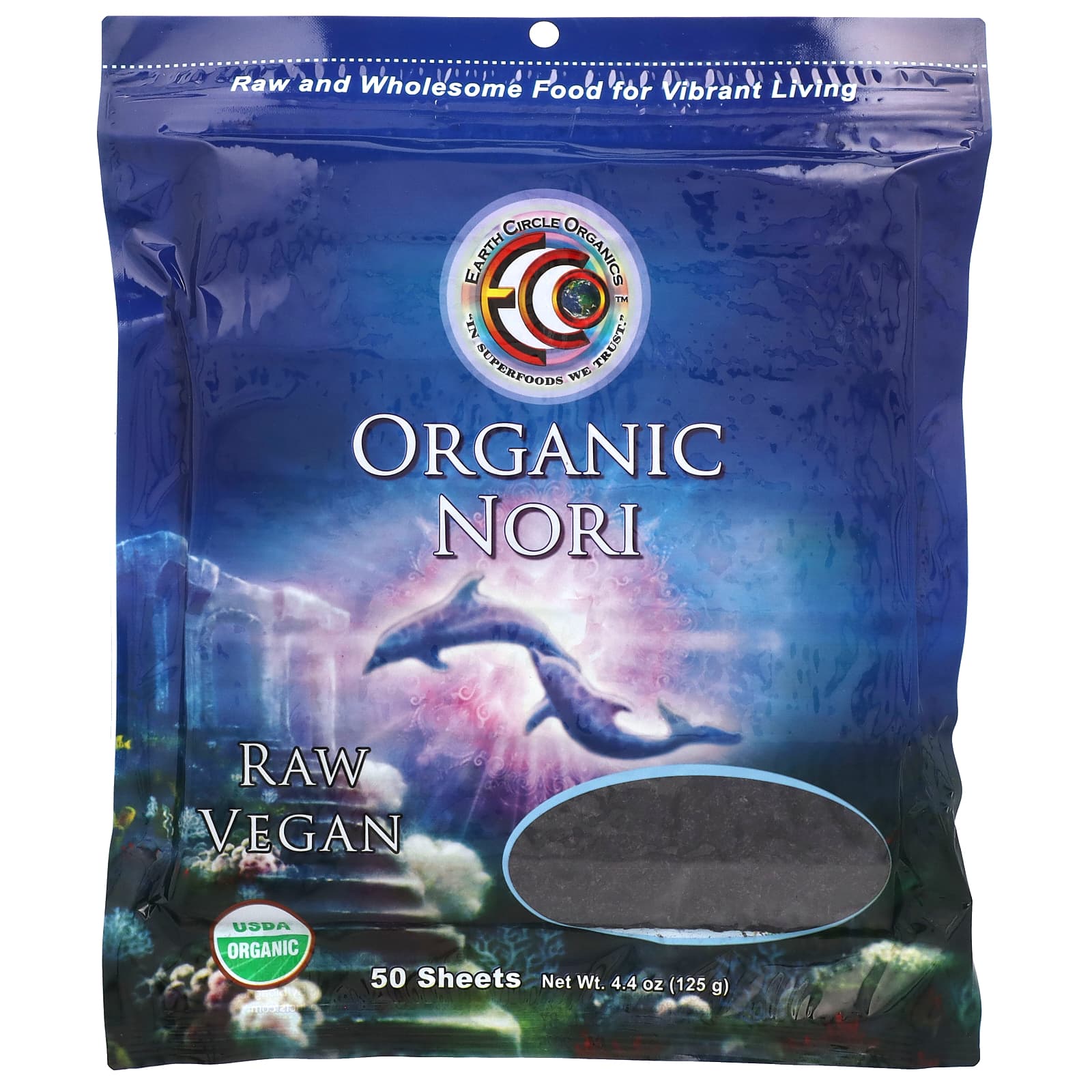 Earth Circle Organics-Organic Nori-50 Sheets-4.4 oz (125 g)