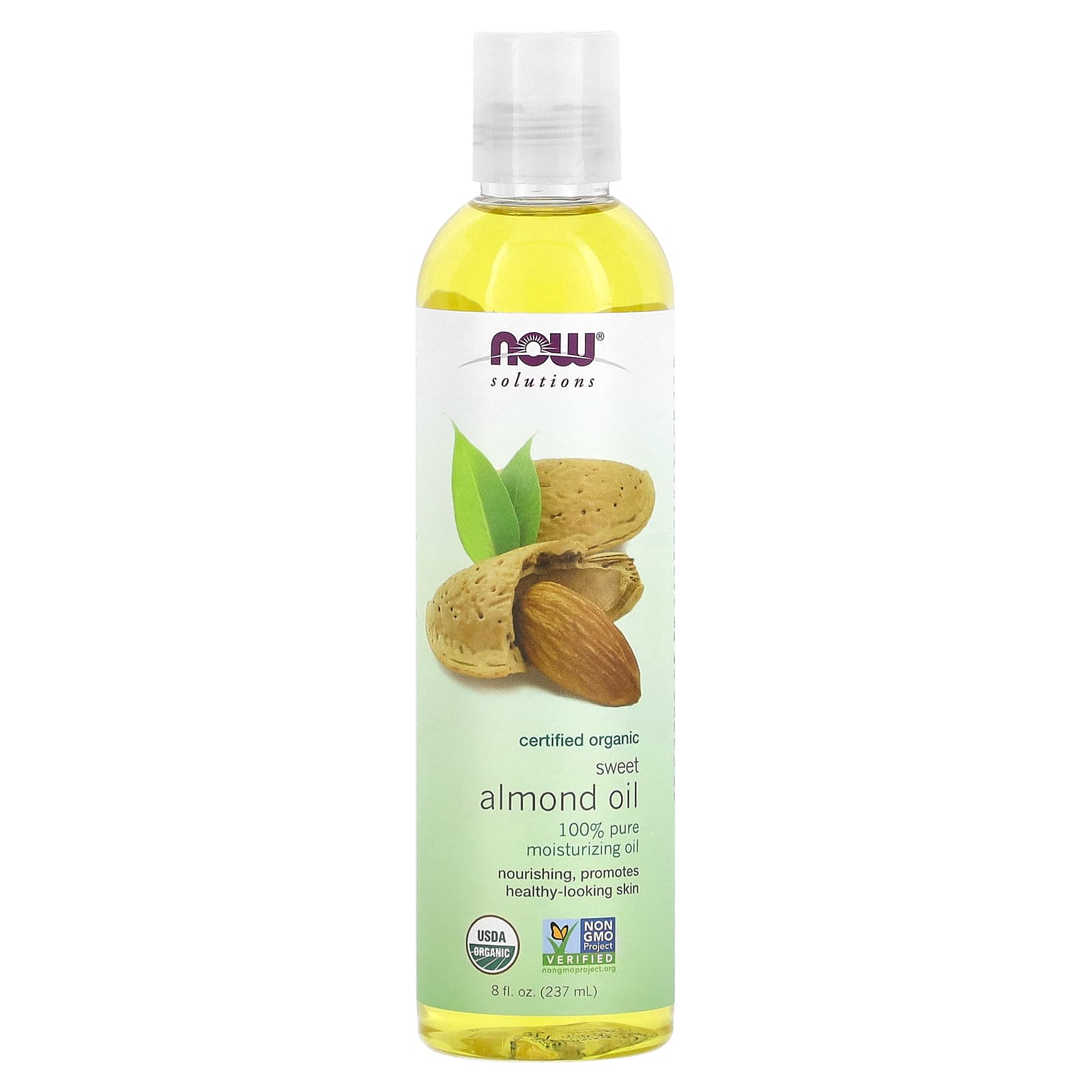 NOW Foods-Solutions-Certified Organic Sweet Almond Oil-8 fl oz (237 ml)