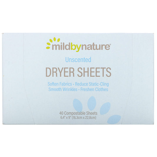 Mild By Nature-Dryer Sheets-Unscented-40 Compostable Sheets
