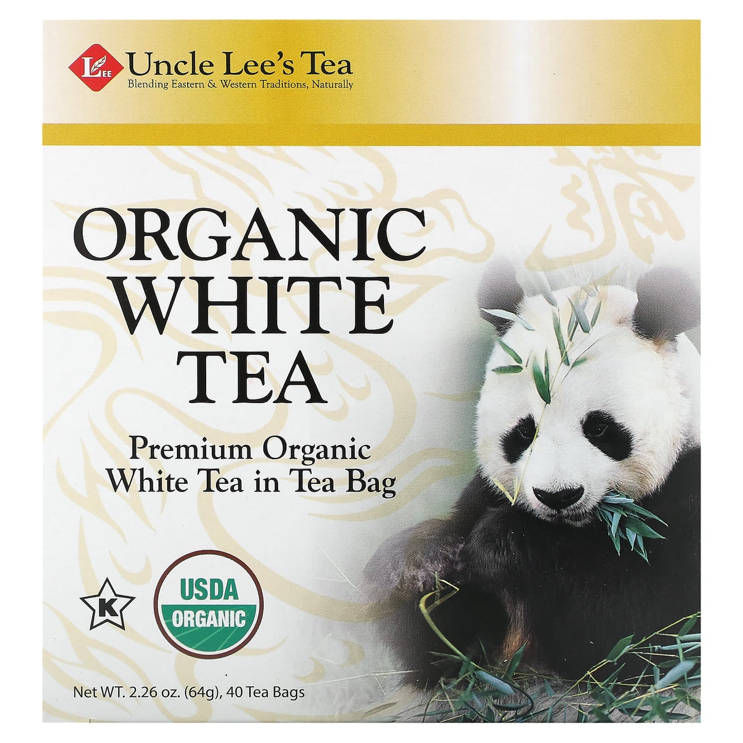 Uncle Lee's Tea-Organic White Tea-40 Tea Bags-2.26 oz (64 g)