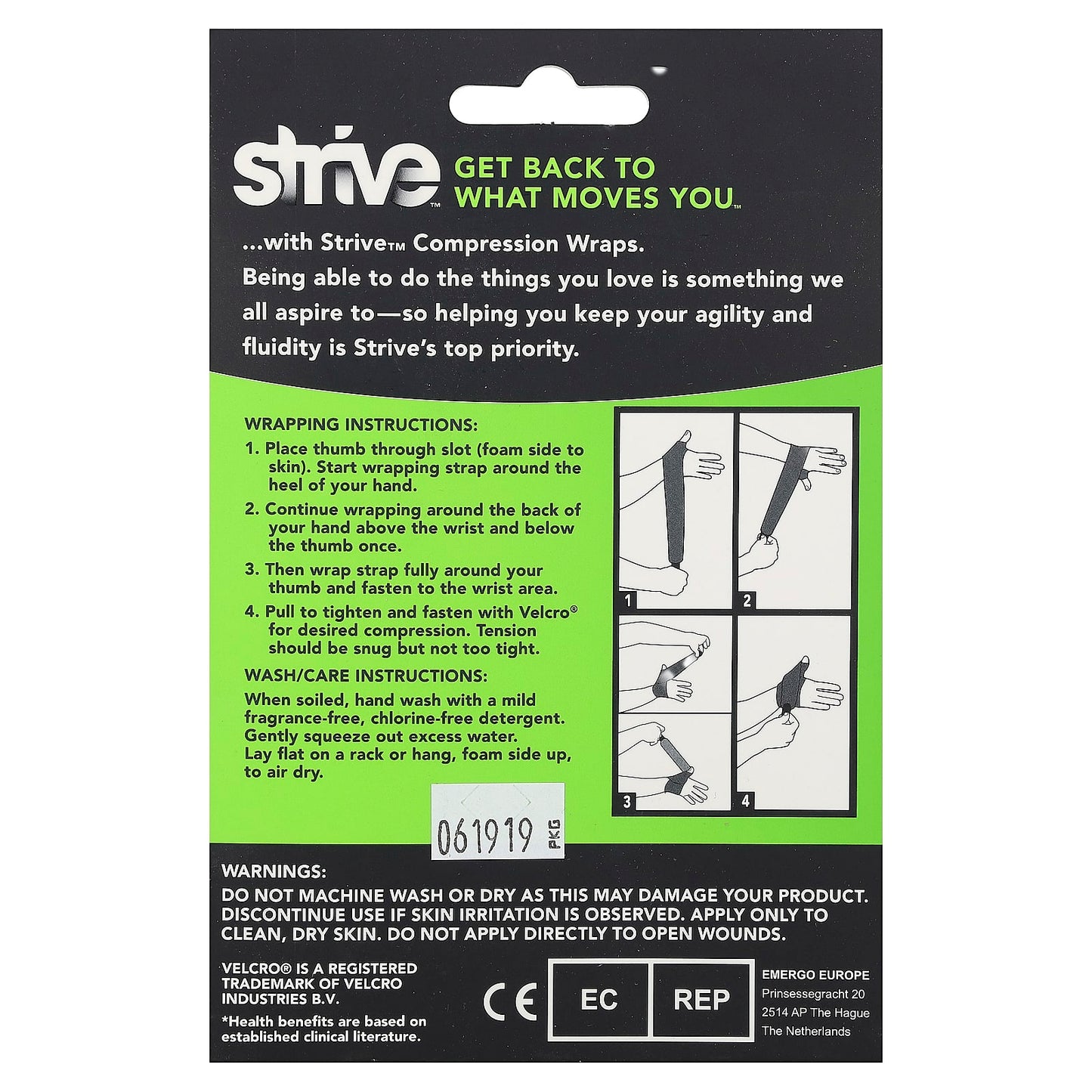 Strive, Left Thumb Compression Wrap, One Size Fits Most, 1 Count