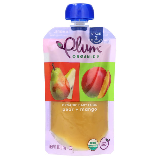 Plum Organics-Organic Baby Food-6+ Months-Pear & Mango-4 oz (113 g)