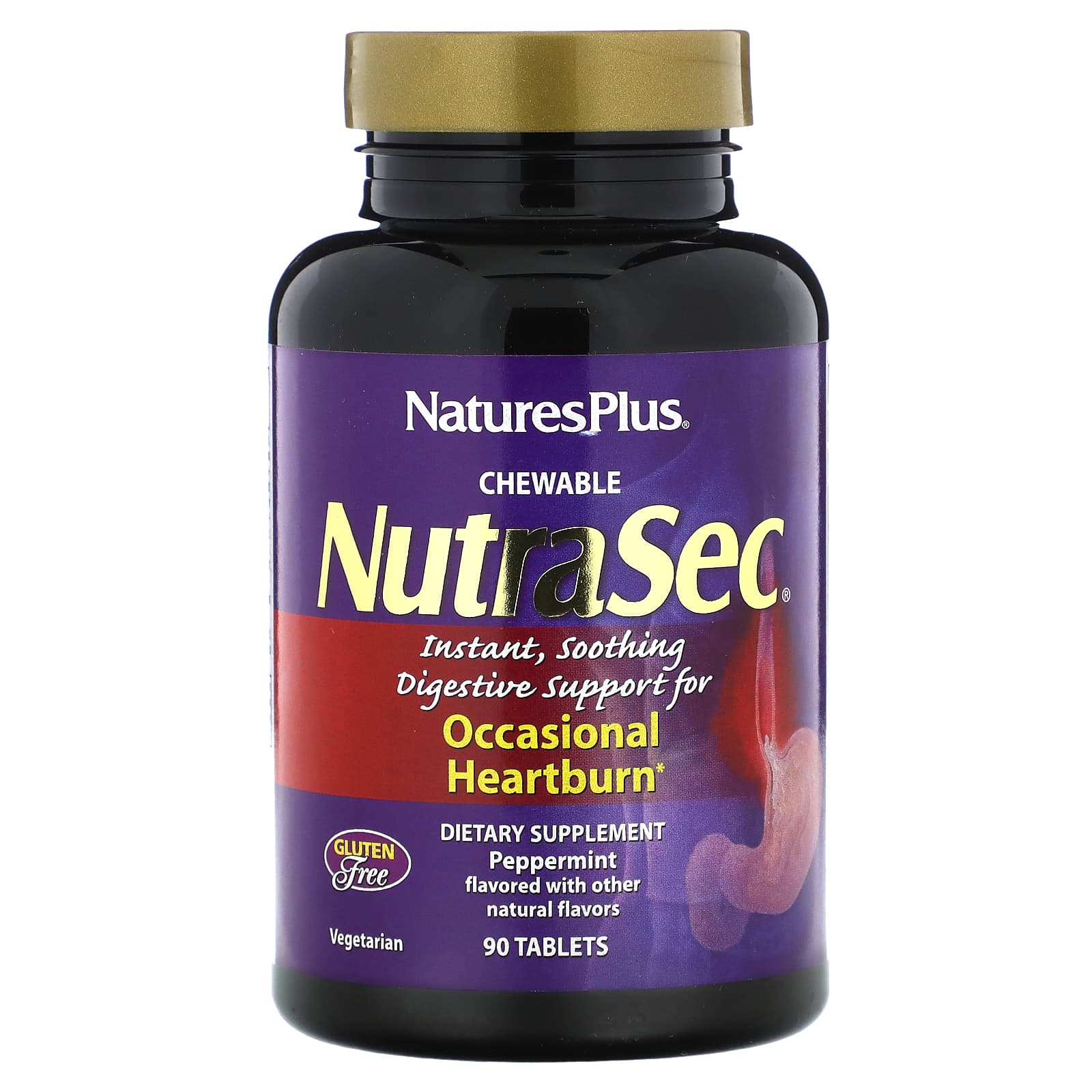 NaturesPlus-Chewable NutraSec- Peppermint-90 Tablets