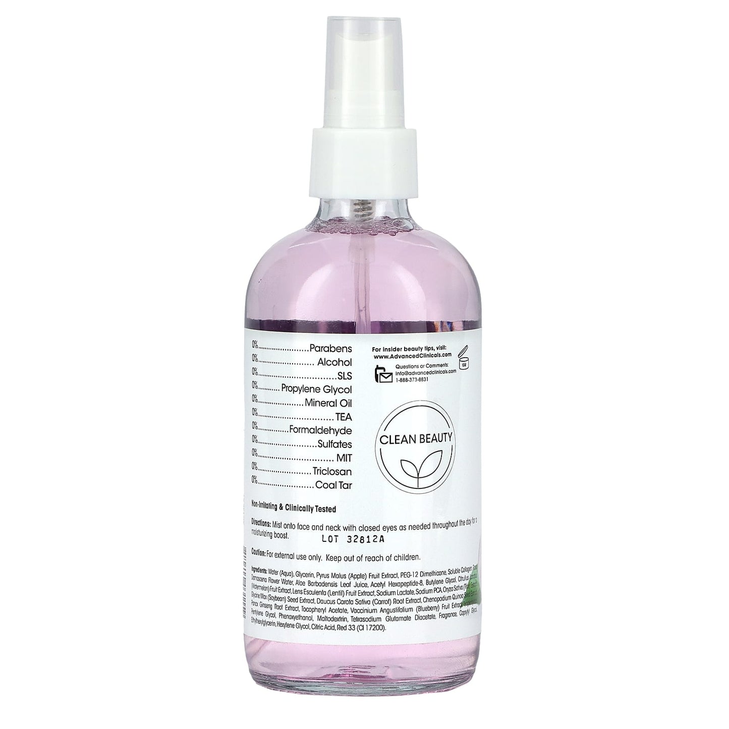 Advanced Clinicals, Collagen + Rosewater,  Plump + Glow Facial Mist, 8 fl oz (237 ml)