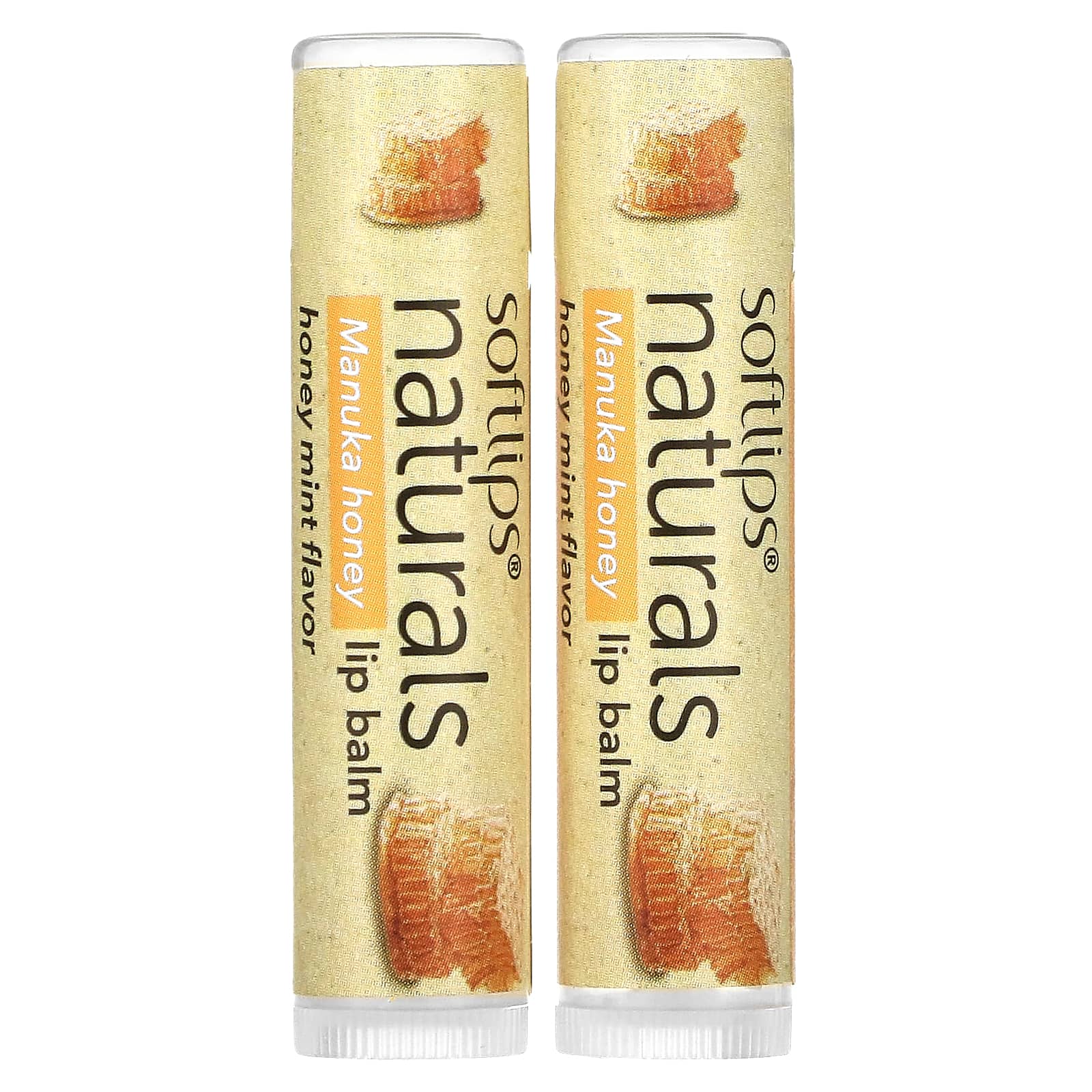 Softlips-Naturals Lip Balm with Manuka Honey-Honey Mint-2 Sticks-0.15 oz (4.2 g) Each