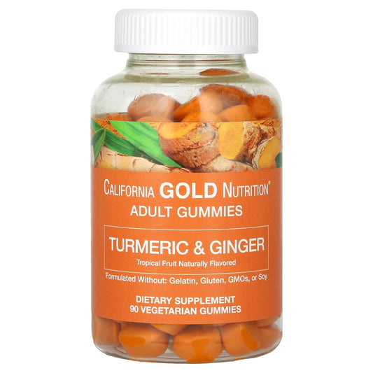 California Gold Nutrition-Turmeric with Ginger Gummies-Natural Tropical Fruit Flavor-90 Vegetarian Gummies