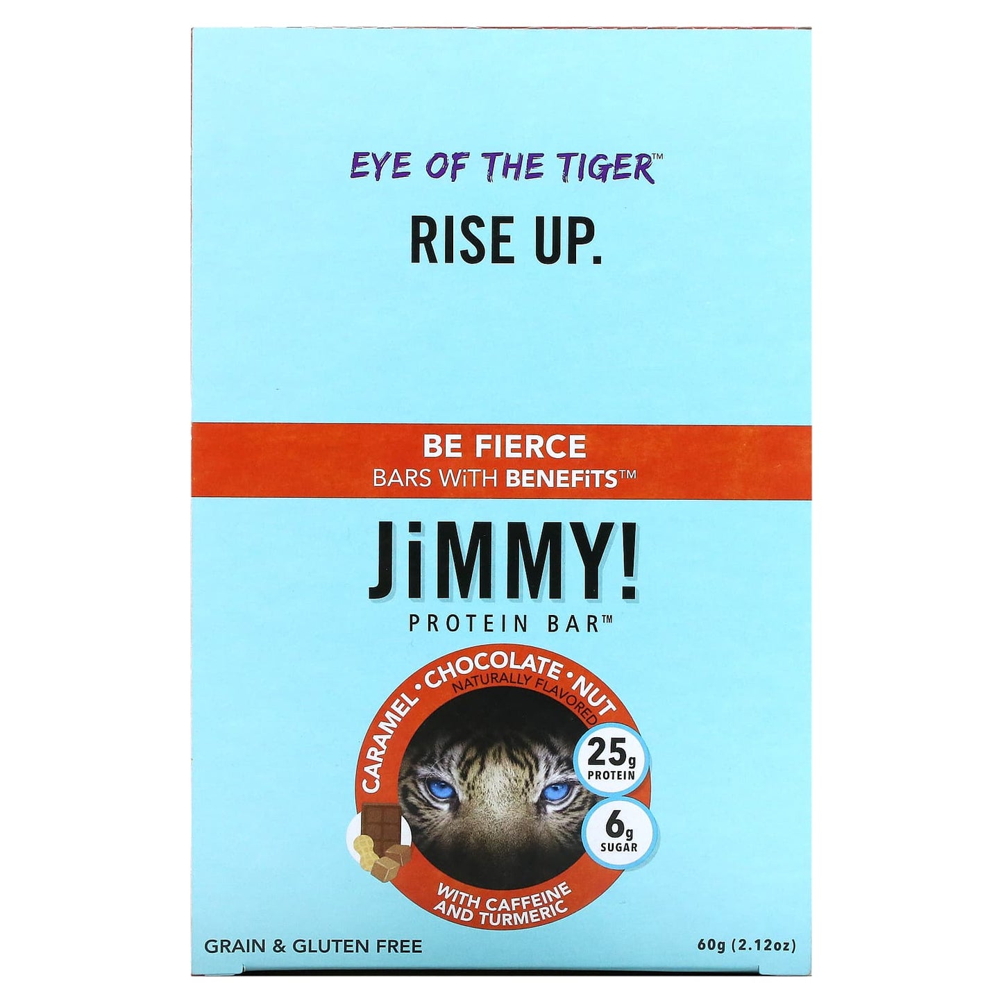 JiMMY!-Be Fierce Bars With Benefits-Caramel Chocolate Nut-12 Protein Bar-2.12 oz (60 g) Each