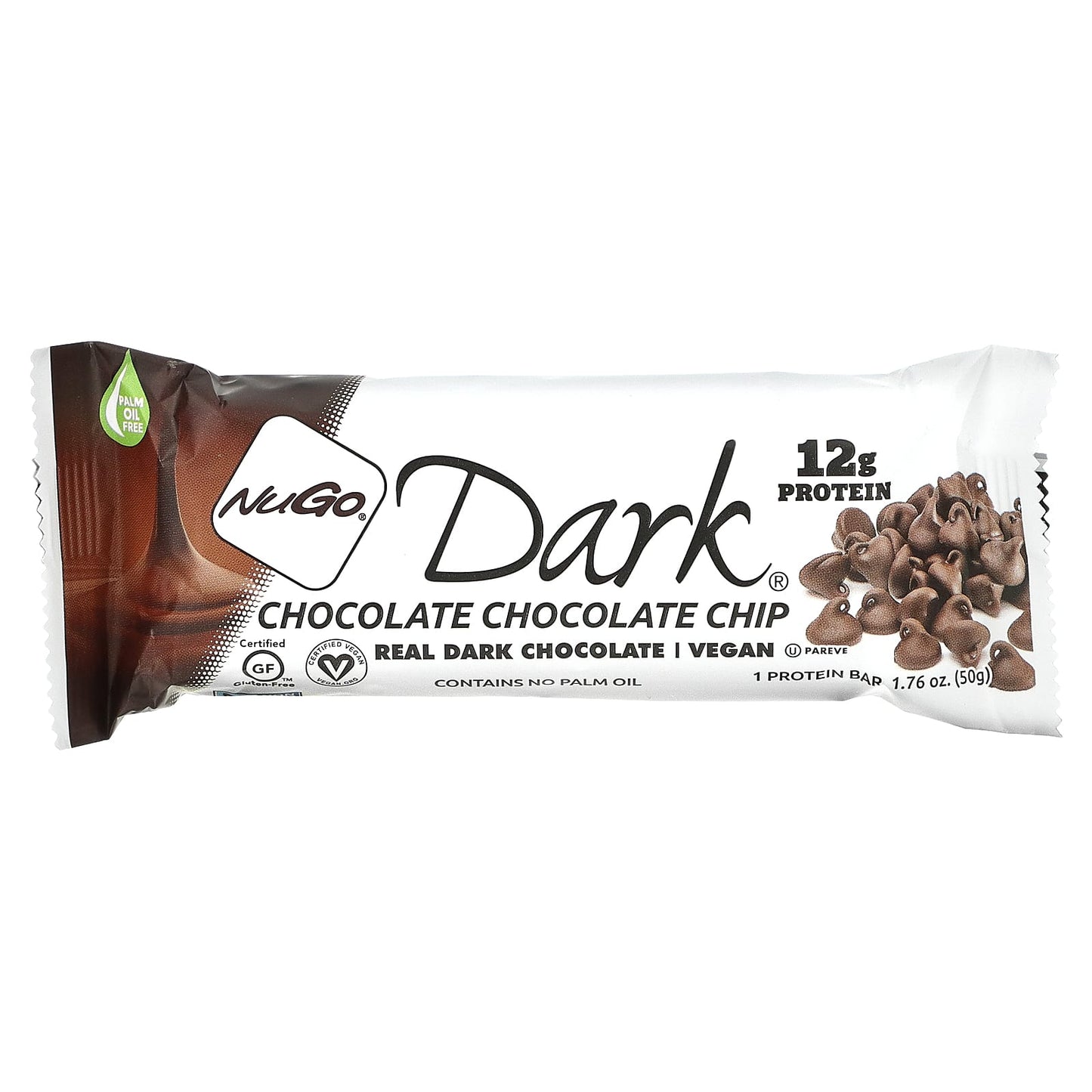 NuGo Nutrition, NuGo Dark, Protein Bars, Chocolate Chocolate Chip, 12 Bars, 1.76 oz (50 g) Each