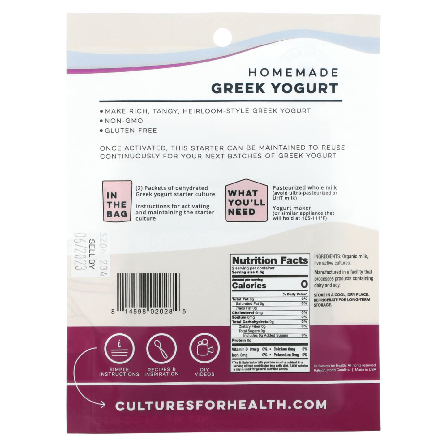 Cultures for Health, Greek Yogurt, 2 Packets, .04 oz (1.2 g)