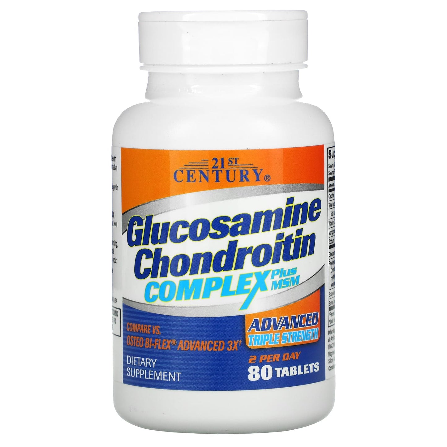 21st Century-Glucosamine Chondroitin Complex Plus MSM-Advanced Triple Strength-80 Tablets