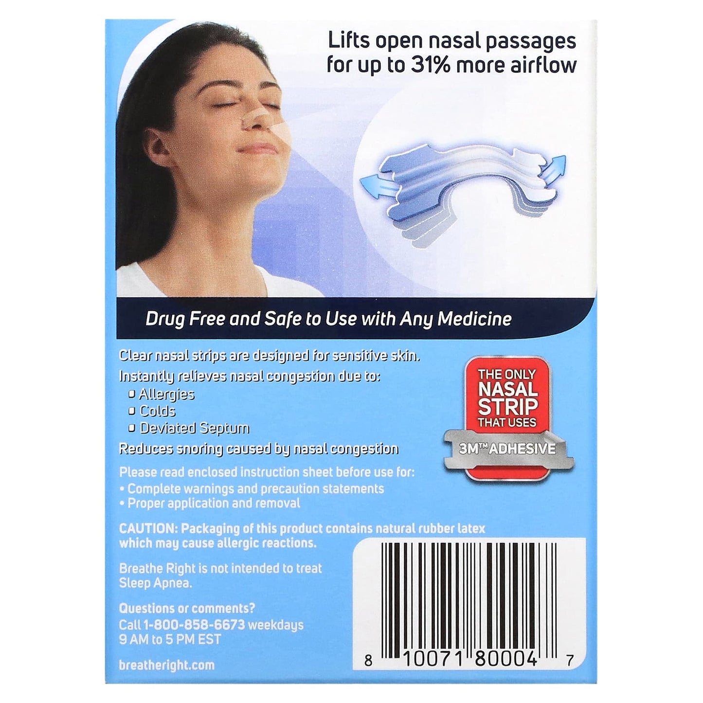 Breathe Right, Nasal Strips, SM/Med, Clear, 30 Count