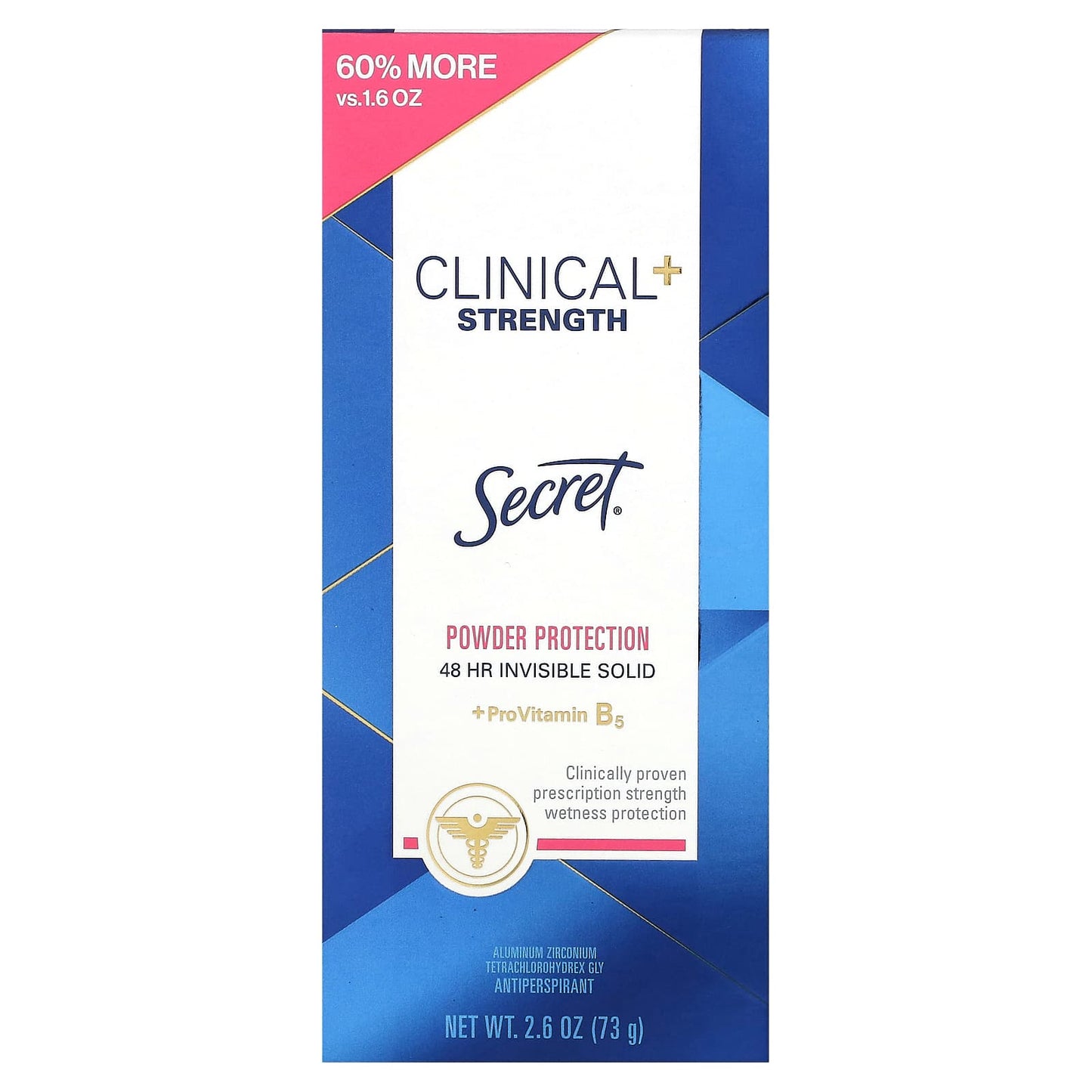 Secret, Clinical+ Strength Antiperspirant/Deodorant,  Invisible Solid, Powder Protection, 2.6 oz (73 g)