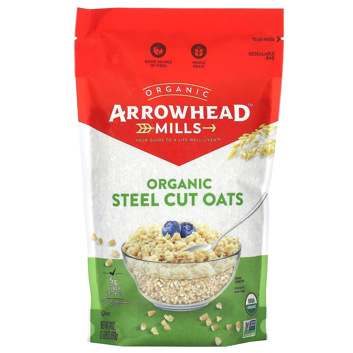 Arrowhead Mills-Organic Steel Cut Oats-1 lb 8 oz (680 g)