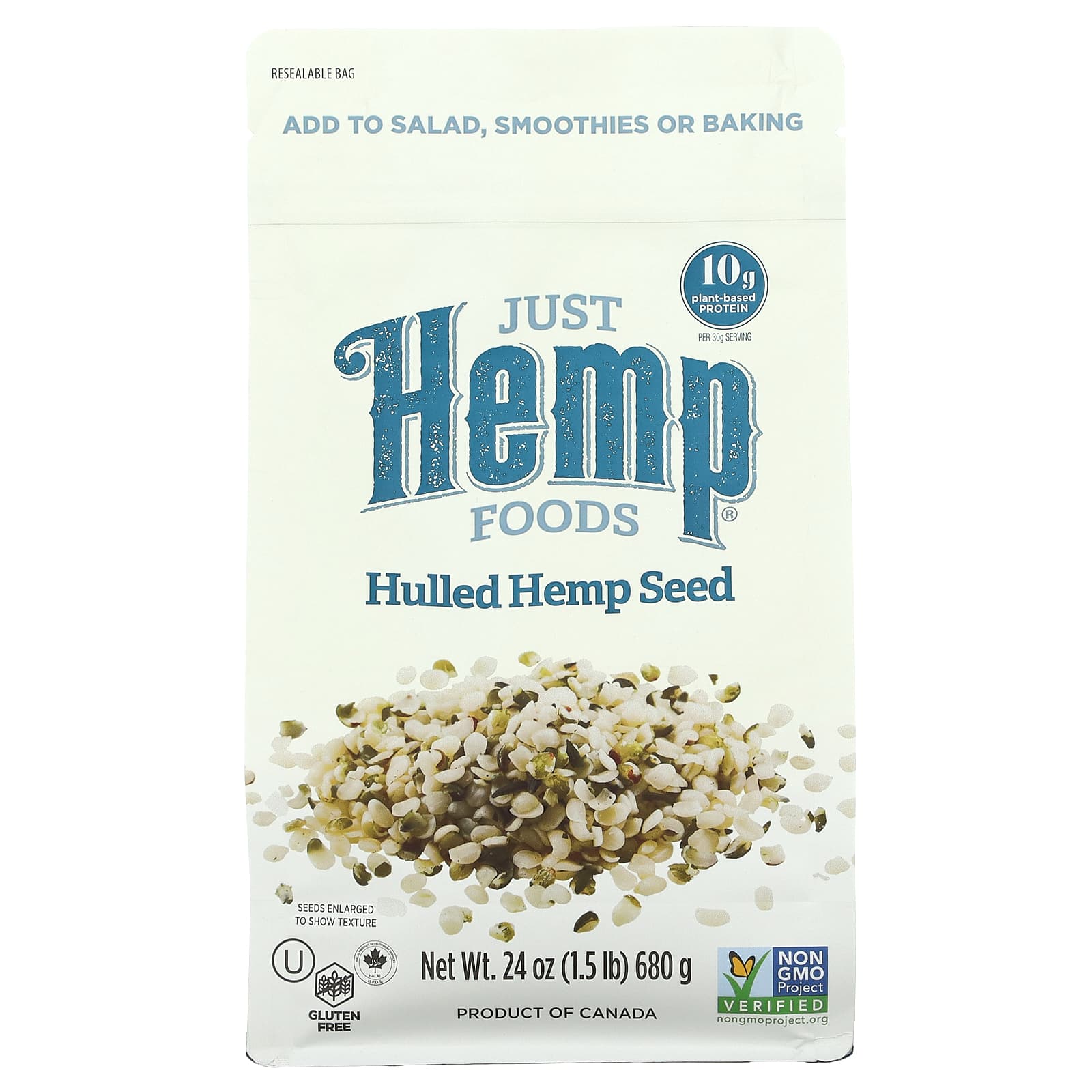 Just Hemp Foods-Hulled Hemp Seeds-1.5 lbs (680 g)