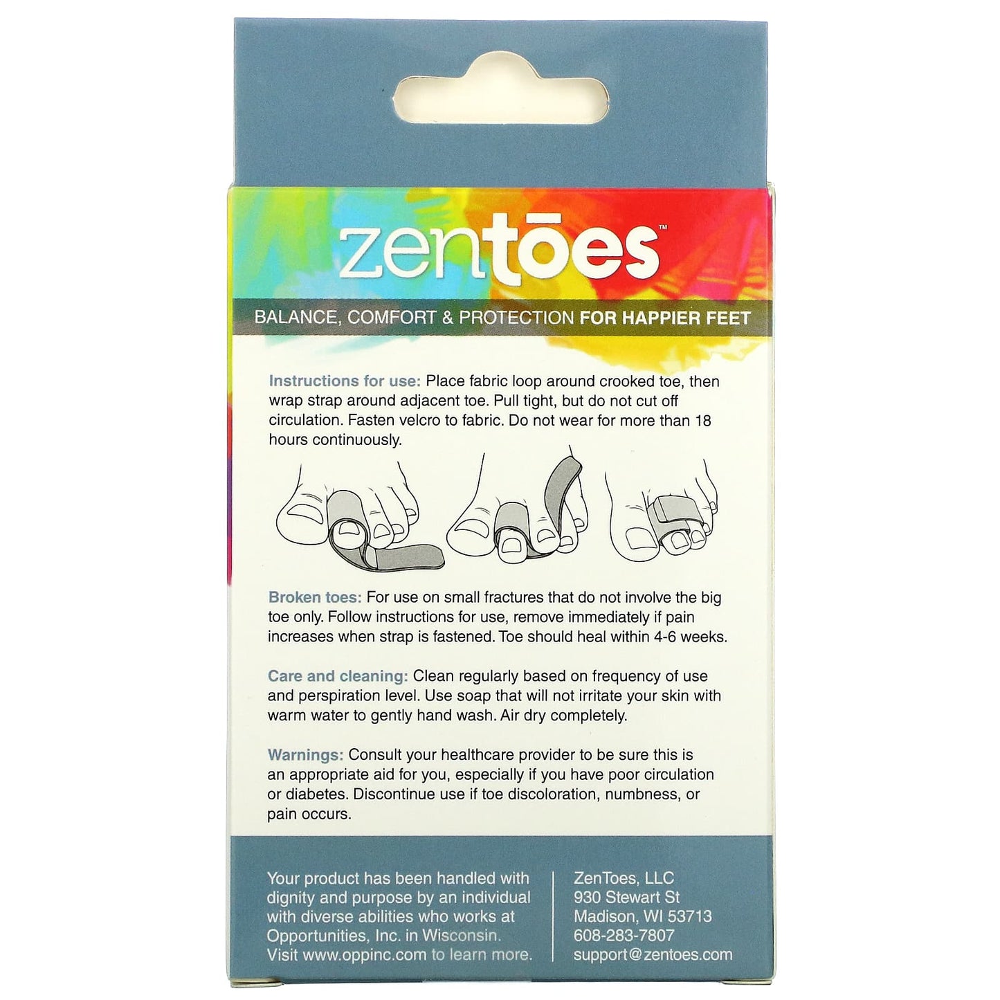 ZenToes, Toe Wrap Balance & Comfort, Cushioned Fabric Toe Wraps, 2 Pack