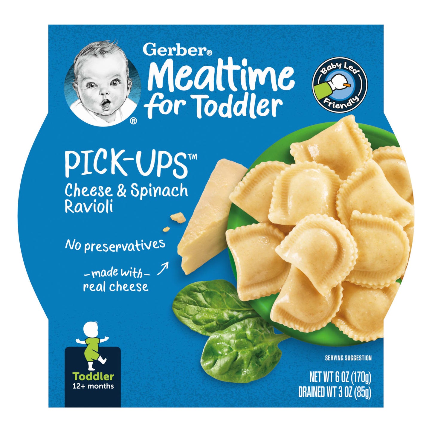 Gerber-Mealtime For Toddler-Pick-Ups-12+ Months-Cheese & Spinach Ravioli-6 oz (170 g)