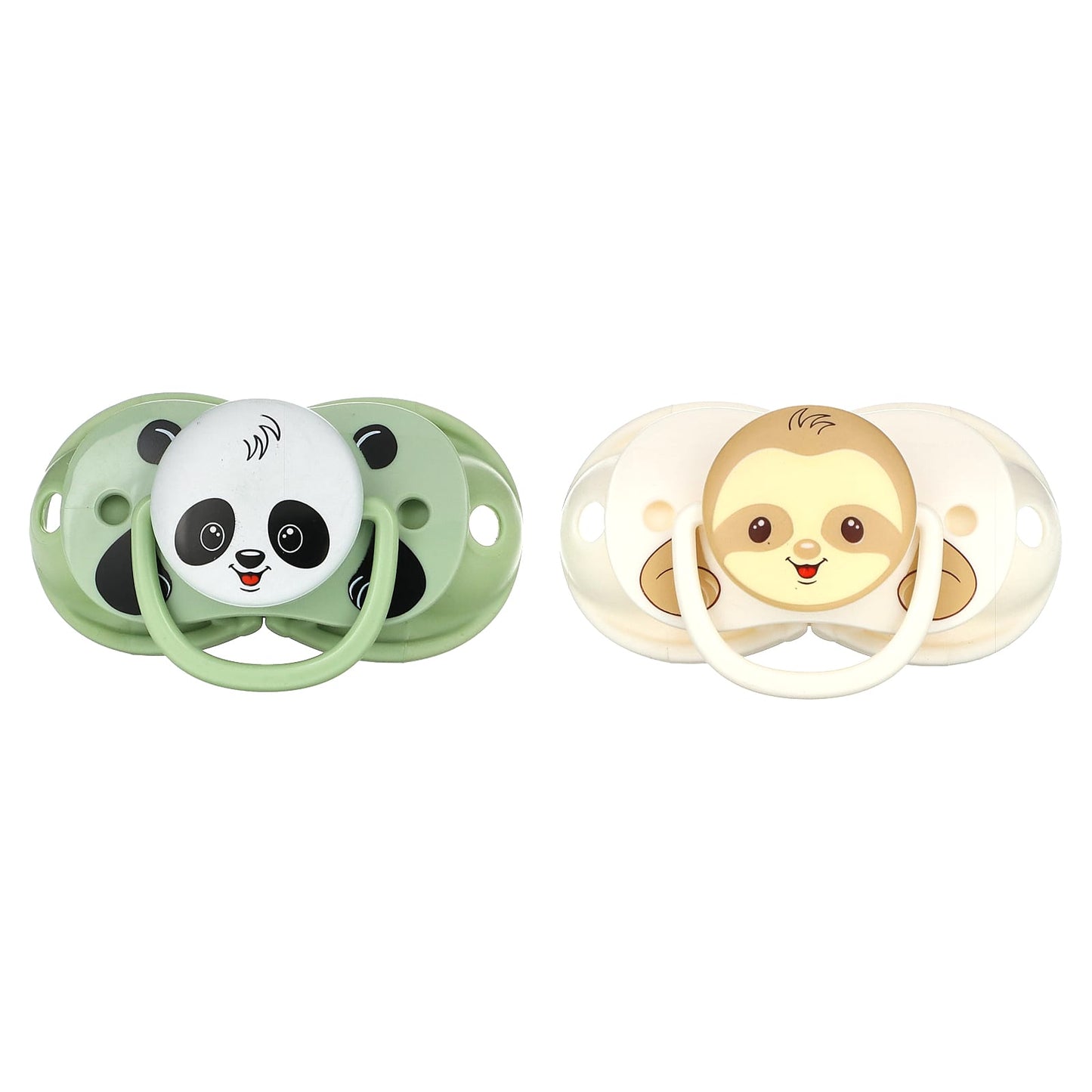 RaZbaby, Keep-It-Kleen Pacifier, 0-36m,  Sloth & Panda, 2 Pacifiers